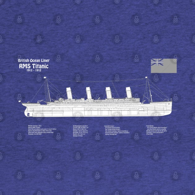 RMS Titanic ship plans. White Star Ocean Liner -  ABDpng by SPJE Illustration Photography